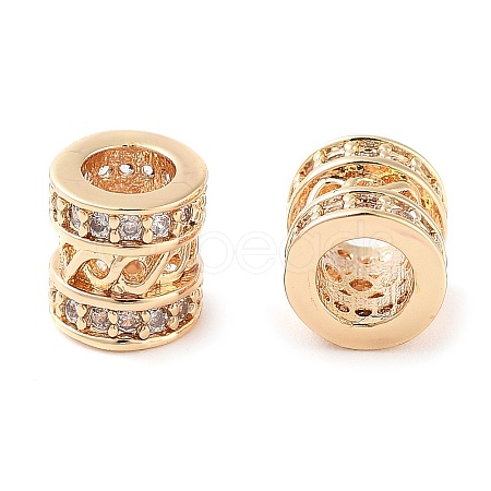 Brass Micro Pave Clear Cubic Zirconia Beads KK-U028-21G-1