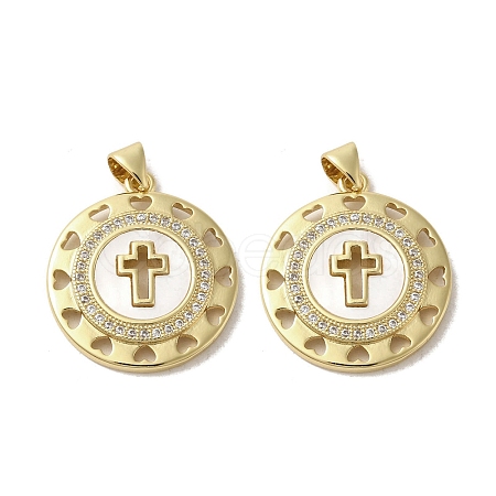 Brass Micro Pave Clear Cubic Zirconia Pendants KK-I708-04B-G-1
