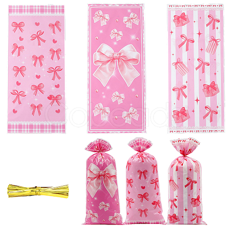 100Pcs OPP Cellophane Bowknot Printed Candy Gift Storage Bags ABAG-SP0001-54-1