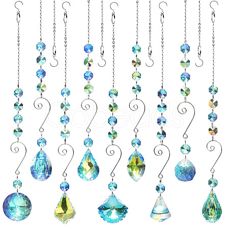 Glass Teardrop/Cone/Oval/Round Pendant Decorations WG34775-01-1