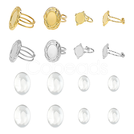 8Pcs 304 Stainless Steel Open Cuff Ring Component STAS-ME0002-78-1