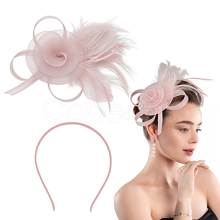 Polyester & Fether Hair Accessories AJEW-WH0031-31B-1