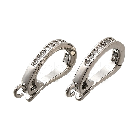 Brass Micro Pave Clear Cubic Zirconia Fold Over Clasps KK-M316-01P-1