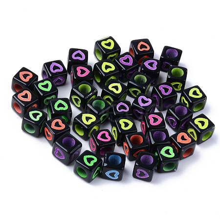Opaque Black Acrylic European Beads MACR-SZ0001-09A-1