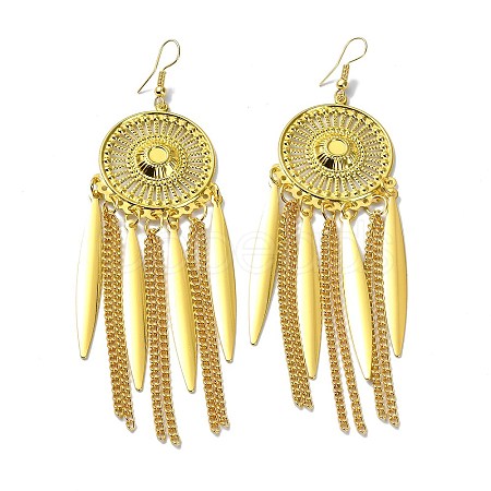 Golden Alloy Chandelier Earrings LS-EJEW-D092-03D-G-1