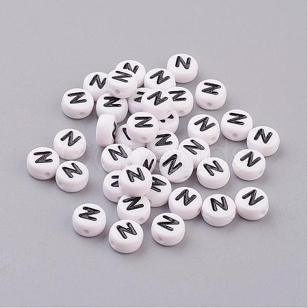 Acrylic Horizontal Hole Letter Beads X-PL37C9070-N-1