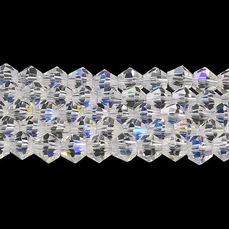 Transparent Electroplate Glass Beads Strands GLAA-F029-4mm-D13-1