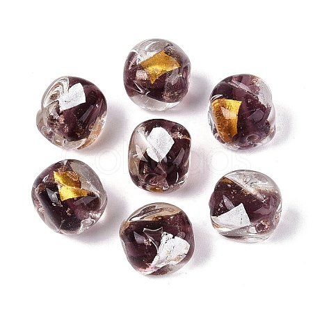 Handmade Gold & Silver Foil Glass Beads FOIL-Q003-01H-1
