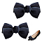 Polyester Bowknot Shoe Decorations, Detachable Shoe Buckle Clips, with Iron Findings, Black, 59x101x18mm