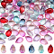 SUNNYCLUE 150Pcs 6 Colors Transparent Glass Beads, with Glitter Gold Powder, Top Drilled, Teardrop, Mixed Color, 9x6x5mm, Hole: 1mm, 25Pcs/color