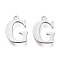 Tarnish Resistant 304 Stainless Steel Charms, Laser Cut, Alphabet, Stainless Steel Color, Letter.G, 12x9x0.8mm, Hole: 1mm