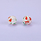 Printed Round Silicone Focal Beads, White, 15x15mm, Hole: 2mm