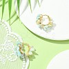 Natural Flower Amazonite Chips Braided Hoop Earrings EJEW-JE04940-09-3