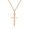 Real Gold Plated Cross Brass Pendant Necklaces NJEW-EE0001-14A-1