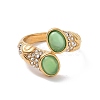 Gemstone Oval Open Cuff Ring with Crystal Rhinestone STAS-E168-10B-G-3