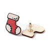 Christmas Printed Wooden Stud Earrings EJEW-D046-02-1