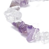 Natural Amethyst & Quartz Crystal Chips Beads Stretch Bracelet for Women BJEW-AL00003-18-4