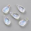 Embossed Glass Rhinestone Pendants GLAA-J101-06A-001SI-1