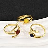 316 Stainless Steel with Natural Mixed Gemstone Cuff Rings RJEW-Z098-01G-10-2