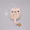 Owl Cotton Rope & Wood Beads Wind Chime Kit HJEW-TAC0011-01-1