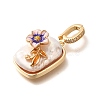 Brass Micro Pave Cubic Zirconia Pendents KK-R212-03G-01-2
