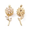 Brass Micro Pave Clear Cubic Zirconia Pendants KK-E068-VC300-1
