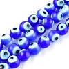 Handmade Evil Eye Lampwork Round Bead Strands X-LAMP-L055-6mm-14-1