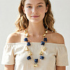 Resin & CCB Plastic Nuggets Double Layer Necklaces with Alloy Chains for Women WG8113C-01-1