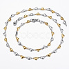 Two Tone 304 Stainless Steel Heart Link Chain Jewelry Sets X-SJEW-H103-12GP-1