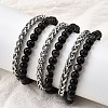 Natural Silver Leaf Jasper Round Beads Multi-strand Bracelets BJEW-D330-02P-07-3