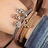 3Pcs Alloy Rhinestone Charm Bracelets WGE2207-03-1
