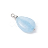 4Pcs 4 Styles Natural Amethyst & Rose Quartz & Green Aventurine & Dyed Quartz Teardrop Charms with Brass Bails PALLOY-JF04268-02-4