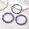 3Pcs 3 Styles Natural Blue Spot Jasper Beaded Stretch Bracelets for Women Men BJEW-JB13401-1