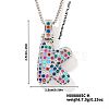 Brass Pave Colorful Cubic Zirconia Letter Pendant Box Chain Necklaces NU0575-37-1