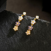 Brass Flower Dangle Stud Earrings XD1974-1