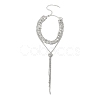 Brass Full Rhinestone Flat Round Tassel Y Necklaces for Women NJEW-M104-01S-02-2