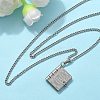 304 Stainless Steel Book Pendant Necklaces for Women LS-NJEW-U037-01A-P-1