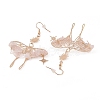 Natural Rose Quartz Gemstone Chips Dangle Earrings EJEW-S214-01C-2