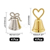 CHGCRAFT 8Pcs 2 Styles Heart/Bowknot & Bell Alloy Memo Clip AJEW-CA0001-94-2