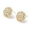 Dome-Shaped Brass & Clear Cubic Zirconia Ball Stud Earrings KK-CBA36A2-07G-4