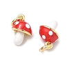 Autumn Brass Enamel Red Mushroom Charms KK-H254-06G-2