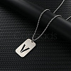 Rectangle with Hollow Out Letter 201 Stainless Steel Pendant Necklaces FS-WG34D20-25-1