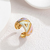 304 Stainless Steel Enamel Cuff Open Rings WG35DFF-07-1