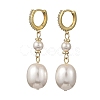 Oval Shell Pearl Drop Earrings EJEW-JE07361-01-3