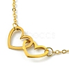 Alloy Interflocking Heart Link Bracelet with Brass Cable Chains BJEW-JB09797-3