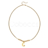 Electroplate Glass Faceted Rondelle Beaded Alloy Pendant 304 Stainless Steel Curb Chain Necklaces for Women NJEW-JN05764-02-4