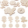 20Pcs 4 Styles Flower Unfinished Wood Display Decorations for DIY Painting Decoration Crafts DJEW-TA0001-38-2