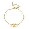 Alloy Interflocking Heart Link Bracelet with Brass Cable Chains BJEW-JB09797-1