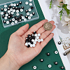 100Pcs 2 Colors Black & White Round Glossy Ceramic Porcelain Beads for Jewelry Making PORC-PA0001-38-3