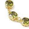Square Brass Pave Cubic Zirconia Link Chain Bracelets for Women BJEW-P385-08G-07-2